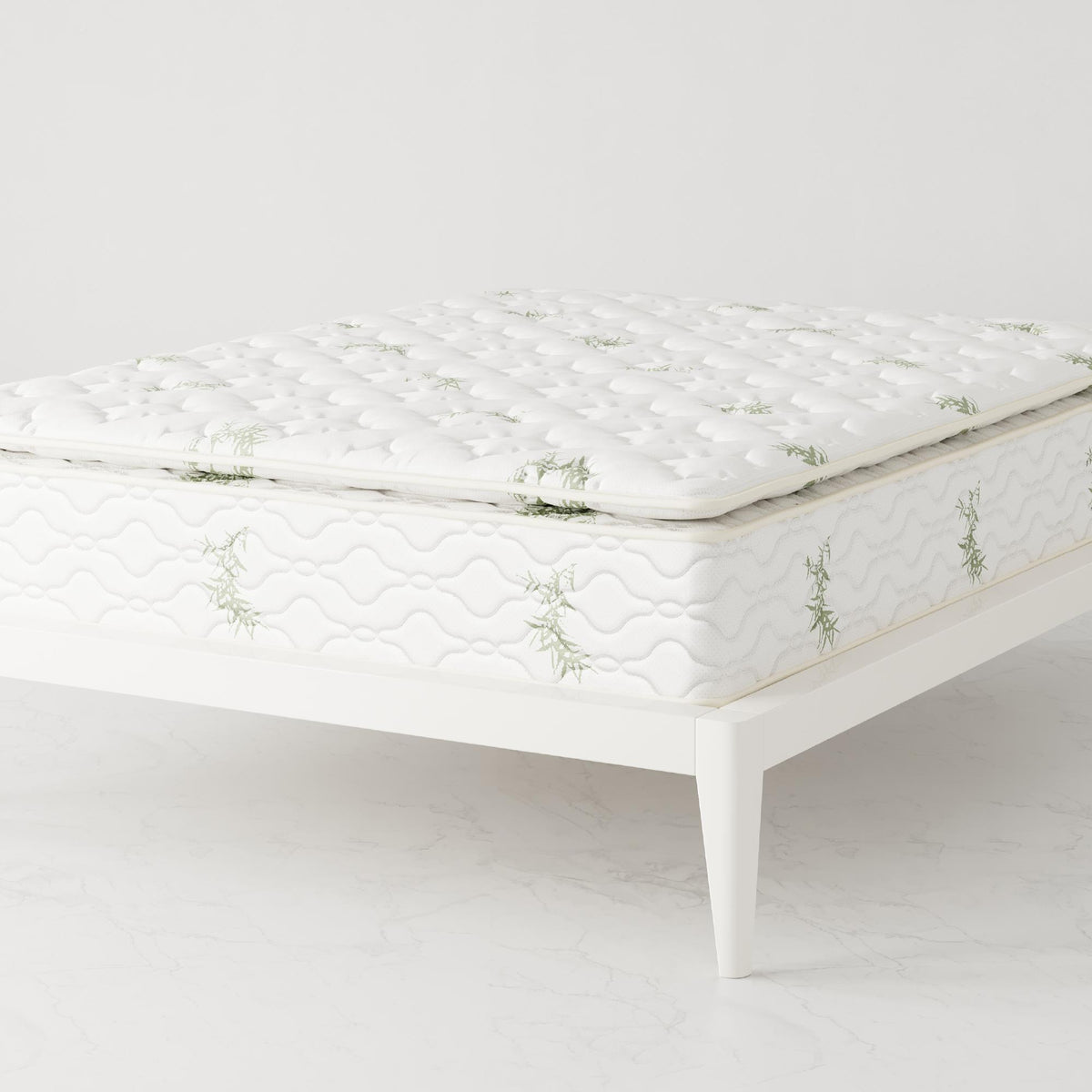 Picci Dili Best Mattress Cover - White Leaves - 90x180 cm - GOTS