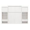 Paramount Queen Wall Bed Bundle, 2 Bedside Bookcase Cabinets & Slide-Out Nightstands - Ivory Oak