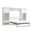 Paramount Full Wall Bed & 2 Side Cabinets with Nightstands & Storage Bundle - Ivory Oak