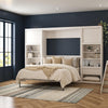 Paramount Full Wall Bed & 2 Side Cabinets with Nightstands & Storage Bundle - Ivory Oak