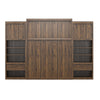 Paramount Queen Wall Bed Bundle, 2 Bedside Bookcase Cabinets & Slide-Out Nightstands - Columbia Walnut