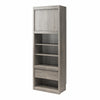 Paramount Single Bedside Bookcase with Pullout Nightstand and Storage - Gray Oak