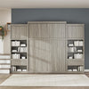 Paramount Queen Wall Bed Bundle, 2 Bedside Bookcase Cabinets & Slide-Out Nightstands - Gray Oak