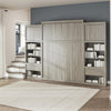 Paramount Queen Wall Bed Bundle, 2 Bedside Bookcase Cabinets & Slide-Out Nightstands - Gray Oak