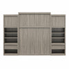 Paramount Queen Wall Bed Bundle, 2 Bedside Bookcase Cabinets & Slide-Out Nightstands - Gray Oak