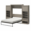 Paramount Queen Wall Bed Bundle, 2 Bedside Bookcase Cabinets & Slide-Out Nightstands - Gray Oak