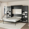 Paramount Queen Wall Bed Bundle, 2 Bedside Bookcase Cabinets & Slide-Out Nightstands - Black Oak