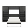 Paramount Full Wall Bed Bundle with 2 Bedside Bookcase Cabinets & Slide-Out Nightstands - Black Oak