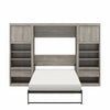 Paramount Full Wall Bed Bundle with 2 Bedside Bookcase Cabinets & Slide-Out Nightstands - Gray Oak