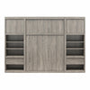 Paramount Full Wall Bed Bundle with 2 Bedside Bookcase Cabinets & Slide-Out Nightstands - Gray Oak