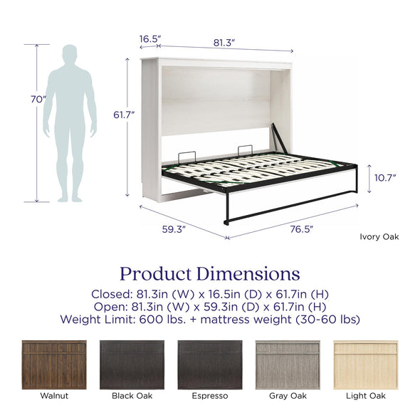 Paramount Full Size Daybed Wall Bed - Gray Oak