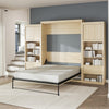 Paramount Queen Wall Bed Bundle, 2 Bedside Bookcase Cabinets & Slide-Out Nightstands - Monterey Oak