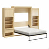 Paramount Queen Wall Bed Bundle, 2 Bedside Bookcase Cabinets & Slide-Out Nightstands - Monterey Oak