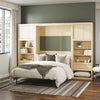 Paramount Full Wall Bed Bundle with 2 Bedside Bookcase Cabinets & Slide-Out Nightstands - Monterey Oak