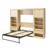 Paramount Full Wall Bed Bundle with 2 Bedside Bookcase Cabinets & Slide-Out Nightstands - Monterey Oak