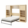 Paramount Full Wall Bed Bundle with 2 Bedside Bookcase Cabinets & Slide-Out Nightstands - Monterey Oak