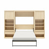 Paramount Full Wall Bed Bundle with 2 Bedside Bookcase Cabinets & Slide-Out Nightstands - Monterey Oak