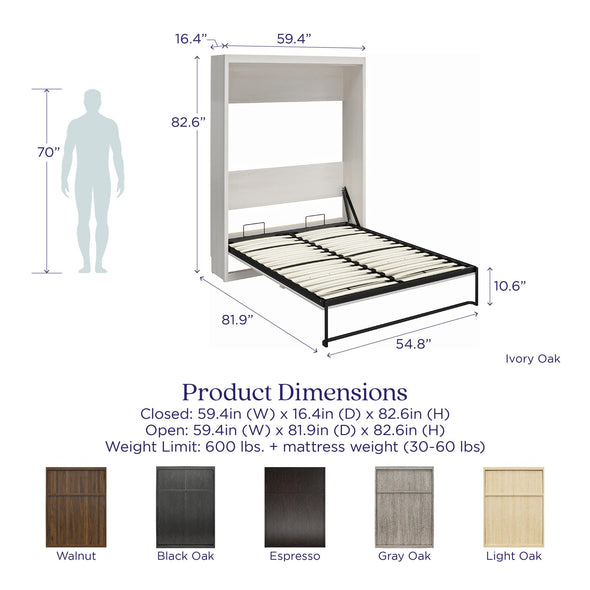 Paramount Full Wall Bed - Monterey Oak - Full