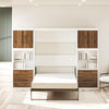 Pinnacle Full Wall Bed Bundle with 2 Side Cabinets & Touch Sensor LED Lighting - Columbia Walnut