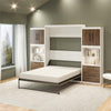 Pinnacle Queen Wall Bed Bundle with 2 Side Cabinets & Touch Sensor LED Lighting - Columbia Walnut