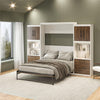 Pinnacle Queen Wall Bed Bundle with 2 Side Cabinets & Touch Sensor LED Lighting - Columbia Walnut