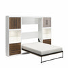 Pinnacle Full Wall Bed Bundle with 2 Side Cabinets & Touch Sensor LED Lighting - Columbia Walnut