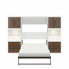 Pinnacle Full Wall Bed Bundle with 2 Side Cabinets & Touch Sensor LED Lighting - Columbia Walnut