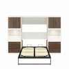 Pinnacle Full Wall Bed Bundle with 2 Side Cabinets & Touch Sensor LED Lighting - Columbia Walnut