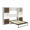 Pinnacle Full Wall Bed Bundle with 2 Side Cabinets & Touch Sensor LED Lighting - Columbia Walnut