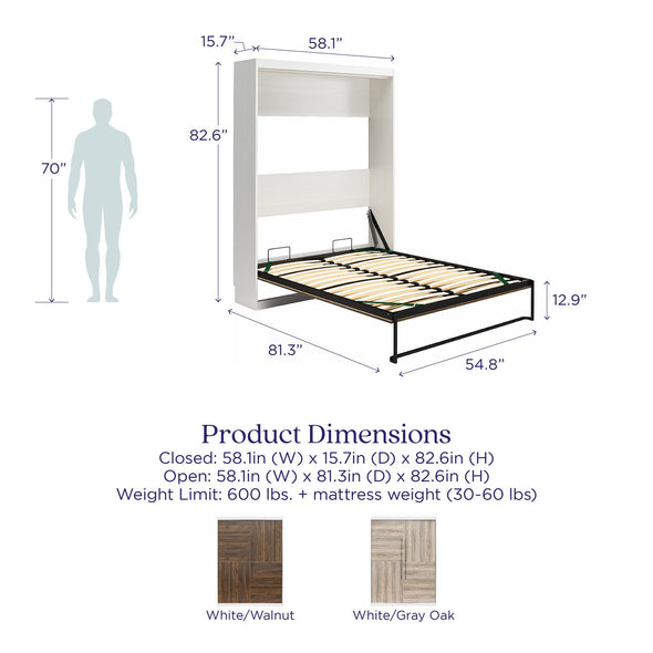 Pinnacle Full Wall Bed - Ironwood - Full