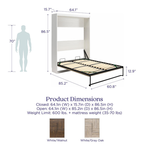 Pinnacle Queen Wall Bed - Ironwood - Queen