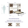 Pinnacle Full Wall Bed Bundle with 2 Side Cabinets & Touch Sensor LED Lighting - Columbia Walnut