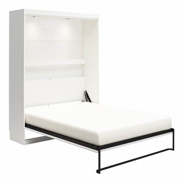 Impressions Queen Wall Bed with Gallery Shelf & Touch Sensor LED Lighting - White