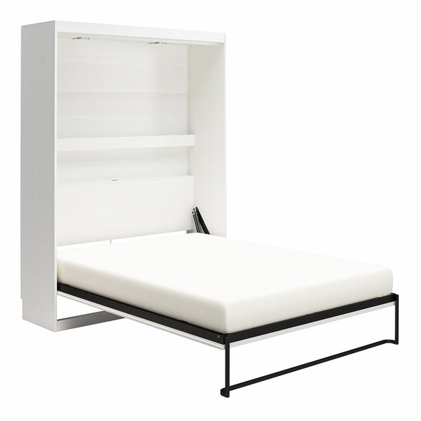 Impressions Queen Wall Bed with Gallery Shelf & Touch Sensor LED Lighting - White