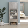 Paramount Single Bedside Bookcase with Pullout Nightstand and Storage - Gray Oak