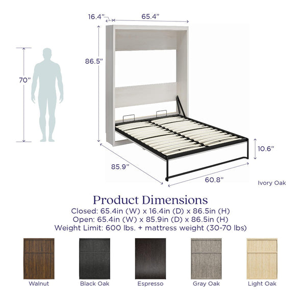 Paramount Queen Wall Bed - Columbia Walnut - Queen