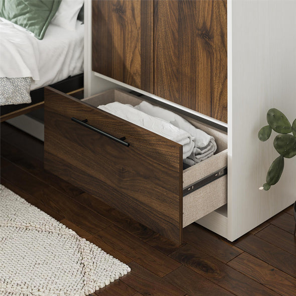 Pinnacle Shelving Unit or Wardrobe with Storage Drawer  - Walnut