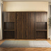 Paramount Full Wall Bed Bundle with 2 Vanity/Desk Storage Cabinets with Drawers - Columbia Walnut - Full