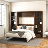 Paramount Full Wall Bed Bundle with 2 Open Storage Side Cabinets - Columbia Walnut - Full