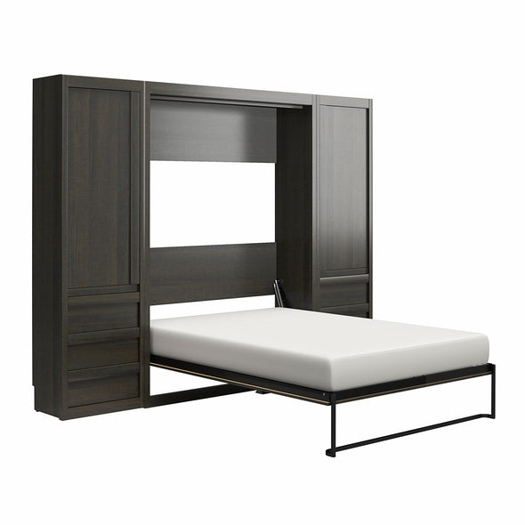 Paramount Full Wall Bed Bundle with 2 Armoire Side Cabinets - Espresso - Full