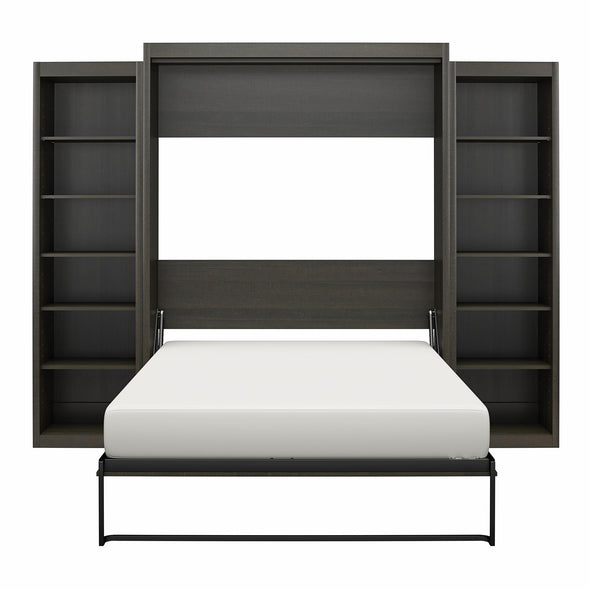 Signature Sleep Paramount Queen Wall Bed Bundle with 2 Open Storage Side Cabinets - Espresso - Queen