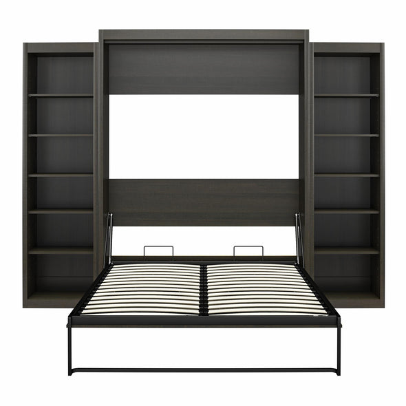 Signature Sleep Paramount Queen Wall Bed Bundle with 2 Open Storage Side Cabinets - Espresso - Queen