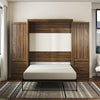 Signature Sleep Paramount Queen Wall Bed Bundle with 2 Armoire Side Cabinets - Columbia Walnut - Queen