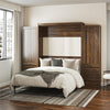 Signature Sleep Paramount Queen Wall Bed Bundle with 2 Armoire Side Cabinets - Columbia Walnut - Queen