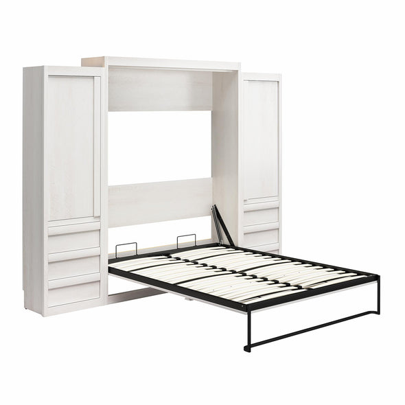 Signature Sleep Paramount Queen Wall Bed Bundle with 2 Armoire Side Cabinets - Ivory Oak - Queen