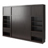 Paramount Full Wall Bed Bundle with 2 Bedside Bookcase Cabinets & Slide-Out Nightstands - Espresso