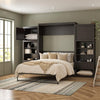 Paramount Full Wall Bed Bundle with 2 Bedside Bookcase Cabinets & Slide-Out Nightstands - Espresso