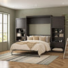 Paramount Full Wall Bed Bundle with 2 Bedside Bookcase Cabinets & Slide-Out Nightstands - Espresso