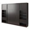 Paramount Queen Wall Bed Bundle, 2 Bedside Bookcase Cabinets & Slide-Out Nightstands - Espresso