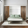 Pinnacle Full Wall Bed Bundle with 2 Wardrobe Side Cabinets  - Columbia Walnut - Full